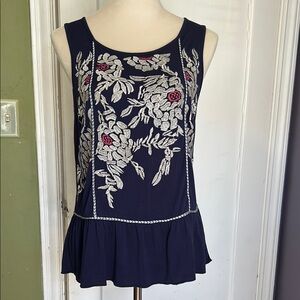 THML Embroidered Peplum Tank Top